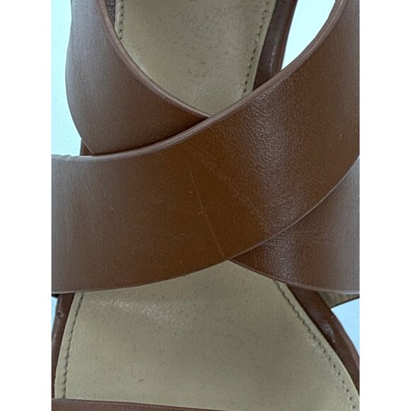 Michael Kors Brown Leather Wedges With Gold Zipper Accents Size 7 - Picture 9 of 9